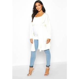 👉 Maternity Tie Waist Longline Wrap Cardigan, Cream