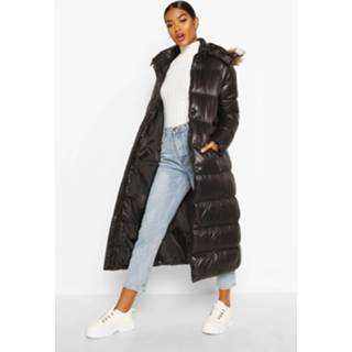 👉 Maxi Cire Panelled Padded Jacket With Faux Fur Trim, Black