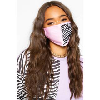 👉 Zebra Colour Block Fashion Face Mask, Pink