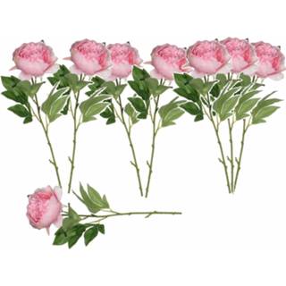 👉 Kunstbloem roze 8x stuks pioenroos/rozen kunstbloemen 76 cm