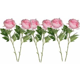 👉 Kunstbloem roze 6x stuks pioenroos/rozen kunstbloemen 76 cm