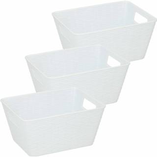 Opbergmand wit kunststof 3x Stuks opbergmandjes 26 x 20 13 cm