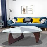 👉 Sofa small Walnut frame coffee table for living room side triangle 12mm thickness tempered Nordic