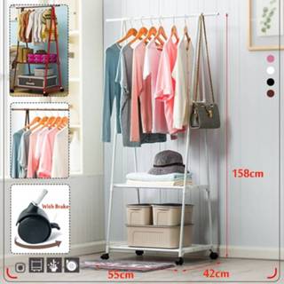 👉 Hanger Colorful Clothes Rack Floor Standing Hanging Storage Shelf Racks w/Wheel Simple Style Bedroom Furniture