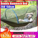 👉 2 Person Portable Outdoor Mosquito Net 260x150cm Parachute Hammock Camping Hanging Sleeping Bed Swing Double Chair Hanging Bed