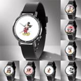 👉 Watch zwart plastic Mickey Mouse soft strap black shell fashion cute male and female student couple