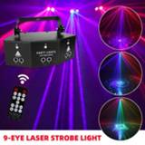 👉 Discolamp Control Remote 9-eye Laser Stage Light High-brightness DMX Disco Lamp For Home KTV Halloween Christmas Party Decoration