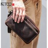👉 Handtas leather AETOO Men's handbag, vintage handmade long wallet, large-capacity mad horse zipper clutch bag