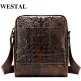👉 Mens bag leather WESTAL shoulder bags for men genuine men's cocrodile design messenger crossbody male