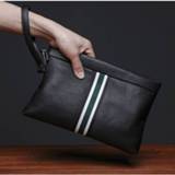 👉 Clutch leather Wmnuo 2020 Clutches Bag Men Hit Color Envelope Hand Stripe Cow Genuine Wallet For Male Business Wristlets