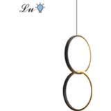 👉 Hanger wit zwart Ring Pendant Lights Bedroom Parlor Hanging Lamp Indoor Lighting Bedside Hanglamp Restaurant Bar White/Black LED Lamps