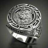 👉 Men's 925 Vintage Wolf Totem Thai Silver Ring Nordic Mythology Viking Warrior Wolf Head Men's Ring