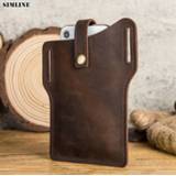👉 Holster leather SIMLINE 100% Genuine Cellphone Loop Case Belt Waist Bag Men Outdoor Portable Mobile Phone Holder Cover Props