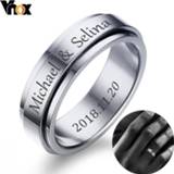 Vnox Personalized Spinner Ring for Men Women 6mm Stainless Steel Rotatable Wedding Band Custom Name Date Initial Male Tail Ring