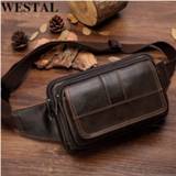 👉 Riem leather WESTAL male fanny pack men's waist bag genuine belt Pouch hip bags sports phone money men 8966