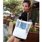 👉 Schoudertas transparent wit zwart plastic PVC large vrouwen 2020 Fashion Women Lace Bags Beach Bag Shoulder Handbag Clear Tote White Black
