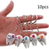 👉 Hanger meisjes 10pcs Dental Teeth Shape Model Simulation Tooth Key Chain Fashion Cartoon Lovely Girls Gift Pendant