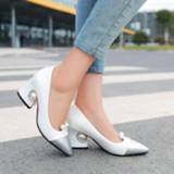 👉 Shoe 16 17 vrouwen Big Size 11 12 13 14 15 ladies high heels women shoes woman pumps Rough heel Shallow mouth Package the Water drill