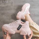 👉 Sneakers roze vrouwen Women's Chunky 2019 Fashion Women Platform Shoes Lace Up Pink Vulcanize Womens Female Trainers Dad