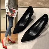 Shoe vrouwen 2020 New Arrival Korean Concise Pointed Toe Office Shoes Women's Fashion Solid Flock Shallow High Heels for Women