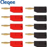 👉 Binding goud Cleqee P3012 10PCS 2mm Banana Plug jack Gold Plated Copper stackable connector for Post Test Probes 5 Color