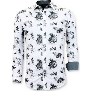 👉 Overhemd katoen l male wit Tony Backer Overhemden bloemen print 7435144170143