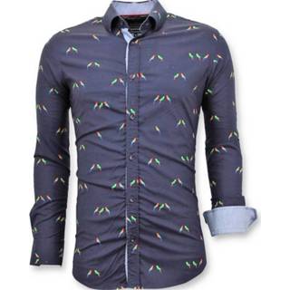 👉 Katoen l male blauw Tony Backer E digitale vogel print 7435144160120