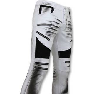 👉 Spijkerbroek denim male wit True Rise Fit damaged biker jeans slim broek 7435144185109