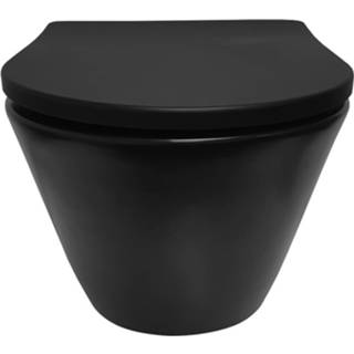 👉 Wiesbaden Stereo rimless wandcloset 53cm + shade zitting mat-zwart