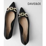 👉 Shoe zwart vrouwen DAVE&DI INS fashion blogger summer england style office lady simple metal chain black Flat shoes Cusp woman women