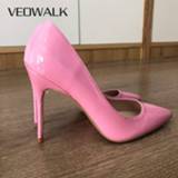 👉 Stiletto roze vrouwen Veowalk Solid Candy Pink Women Formal Stilettos High Heels Pointed Toe Slip On Pumps Elegant Ladies Extremely Dress Shoes