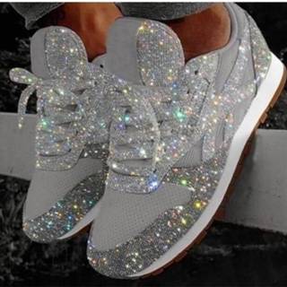 👉 Shoe zilver large vrouwen Spring 2020 casual shoes women's silver light cross net lace up 43