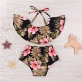 👉 Bikini baby's meisjes Newborn Infant Ruffle Swimsuit Kid Baby Girls Set Swimwear Children Girl High Waist Printing Bathing Suit Beachwear