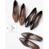 👉 Shoe leather vrouwen INS HOT women Genuine shoes 22-24.5cm Imported calfskin soft and comfortable Skinny 3 colors available pumps