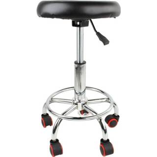 👉 Tattoo zwart Height Adjustable 32cm Salon Rolling Swivel Stool Massage Spa Chair Black Bar Furniture