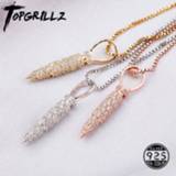 👉 Hanger zilver TOPGRILLZ Iced Zircon Bullet Case Pendant 100% 925 Sterling Silver Necklace Chain Hip Hop Jewelry