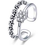 Zilver vrouwen BAMOER Genuine 925 Sterling Silver Elegant Daisy Flower Finger Ring Adjustable Open Size Rings for Women Jewelry SCR428