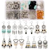 👉 1 Box Boho Earrings Making Materials Set Mixed Connector Beads Earring Hooks Jump Ring Pin Sets For Jewelry DIY Findings Kit