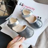 👉 Shoe leather zilver meisjes baby's ULKNN Children's Sequins Shoes Girls Anti-Slip Princess Korean Version Silver Soft-Sole Bow Casual
