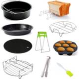 👉 Grill 9pcs/set 6/7/8 Inches Air Fryer Accessories Pizza Tray Toast Rack Steam Insulation Pad 3.2QT-5.8QT Home Kitchen Parts