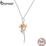 👉 Hanger zilver rose vrouwen Bamoer Sterling Silver 925 Graceful Pendant Necklace for Women Chain Necklaces Plated platinum Jewelry BSN190