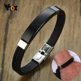 👉 Armband zwart steel silicone vrouwen Vnox Personalized Stainless ID Bracelets for Men Women Black Bangle Custom Casual Sports Male Pulseira