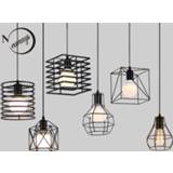 👉 Hanger zwart Retro industrial geometric black LED iron pendant lights indoor lighting corridor restaurant bedromm bedside coffer hanging lamp