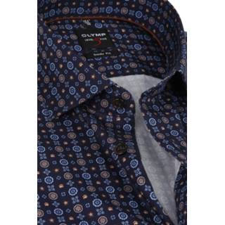 👉 Overhemd strijkvrij katoen male donkerblauw OLYMP Luxor SL7 Print Navy 4063402307647 2900032486019