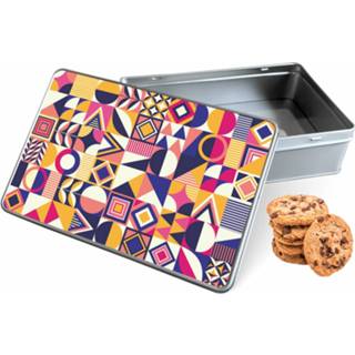 👉 Koek trommel rechthoek Modern Abstract Paars woon accessoires multi-color Koektrommel - Bewaarblik 20x13x5 cm 8720329084414