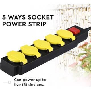 👉 Stekkerdoos zwart nederlands kunststof Buiten met 5 stopcontacten incl. 3 meter kabel IP44 spatwaterbestendig 3800157648936