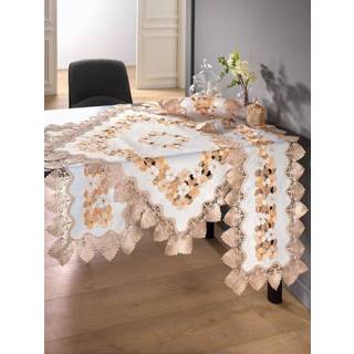 👉 Tafel linnen polyester unisex tafelloper gebloemd Tafellinnen Jonna Webschatz champagne/apricot 4055704849116