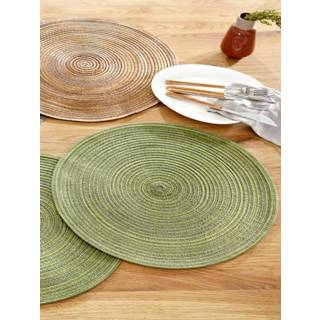 👉 Placemat grijs rond model aubergine bamboegroen bruin unisex Set van 2 placemats Pisa Peyer-Syntex