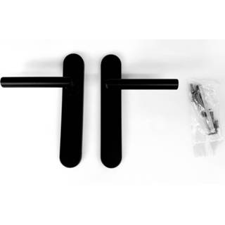 👉 Deurkrukgarnituur zwart aluminium geperst deurbeslagset Deurkrukgarnituur, L-model haaks, geveerd, vast gemonteerd op langschild 225x40mm, in kleur met structuur, blind 8712006072135 8712006992853
