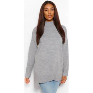 👉 Maternity Side Split Knitted Sweater, Grey Marl